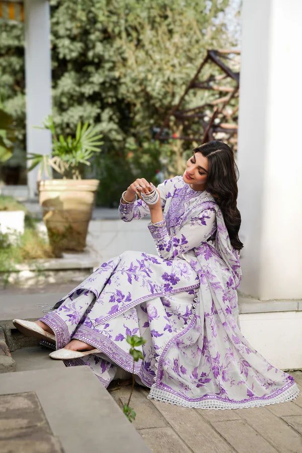 Aneelas 3pc Lawn& Chiffon Dupatta Suit