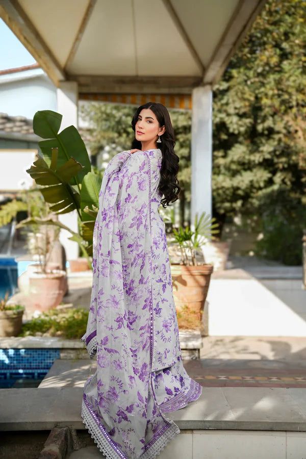 Aneelas 3pc Lawn& Chiffon Dupatta Suit